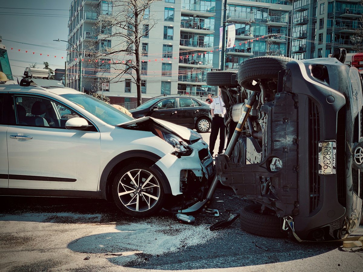 Car damaged after a traffic accident in Málaga